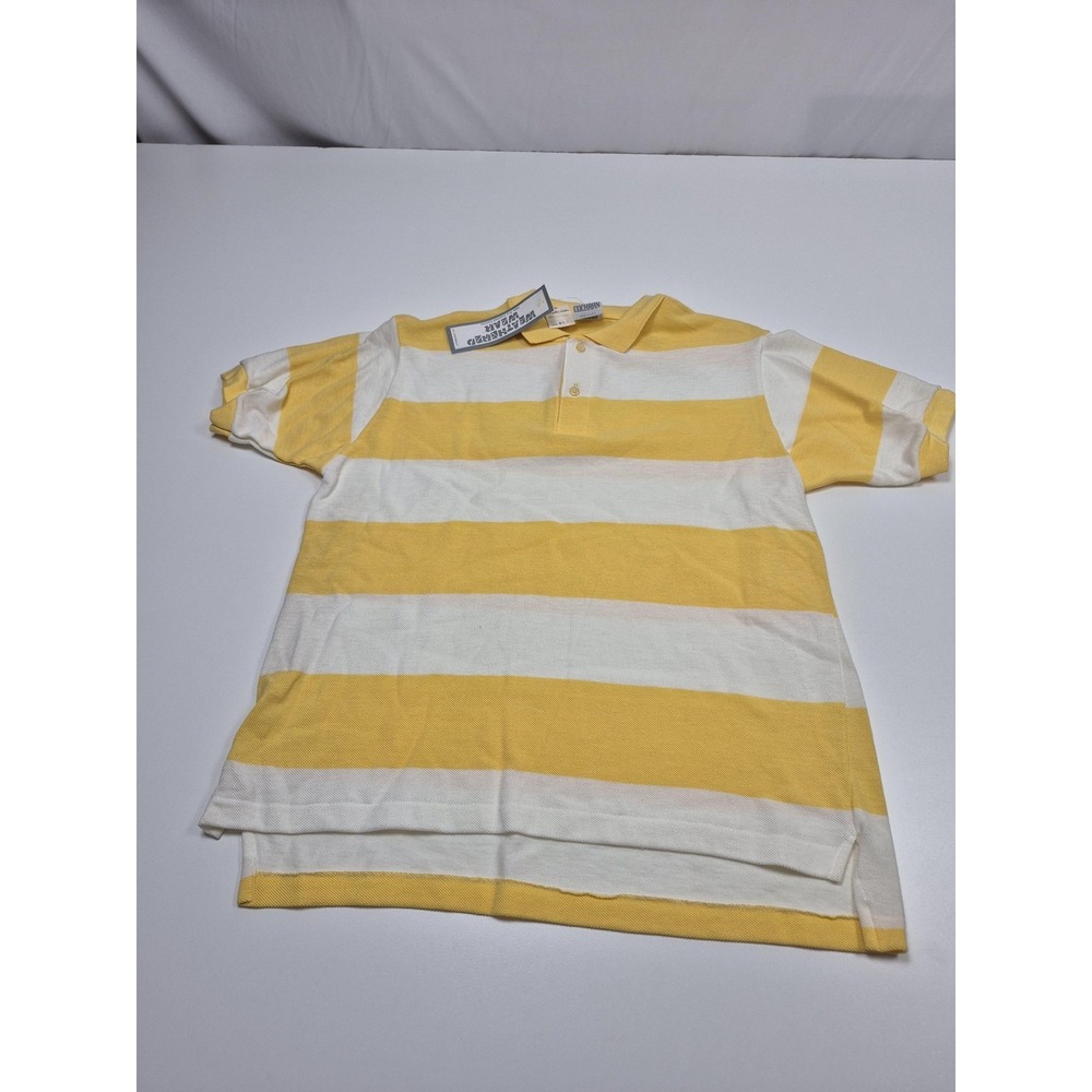 VTG J.J. Cochran Weathered Wear Polo Shirt Mens M Yellow Striped Made In USA NWT